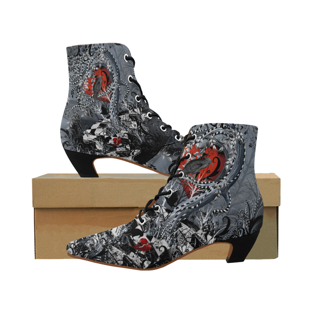 grey low heel boots
