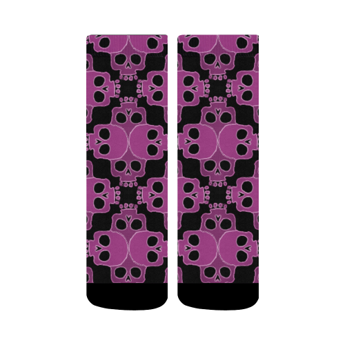 Skull Jigsaw Pink Crew Socks