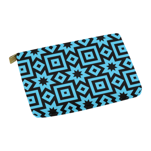 Blue/Black Geometric Pattern Carry-All Pouch 12.5''x8.5''
