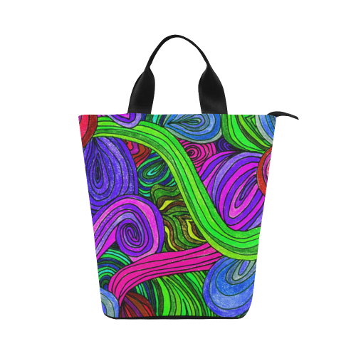Psychedelic Lines Green Nylon Lunch Tote Bag (Model 1670)