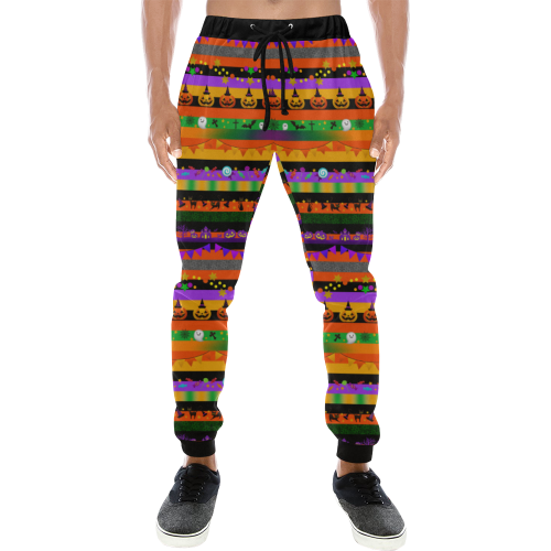 Halloween Icons Striped Men's All Over Print Sweatpants (Model L11)
