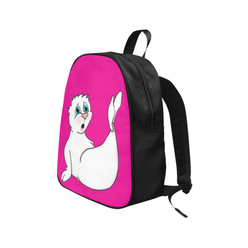 Surprised Seal Hot Pink Fabric School Backpack (Model 1682) (Medium)