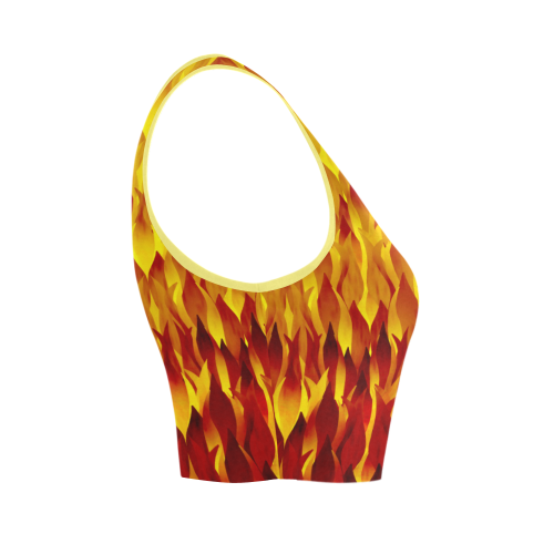 Hot Fire and Flames Illustration Women's Crop Top (Model T42)