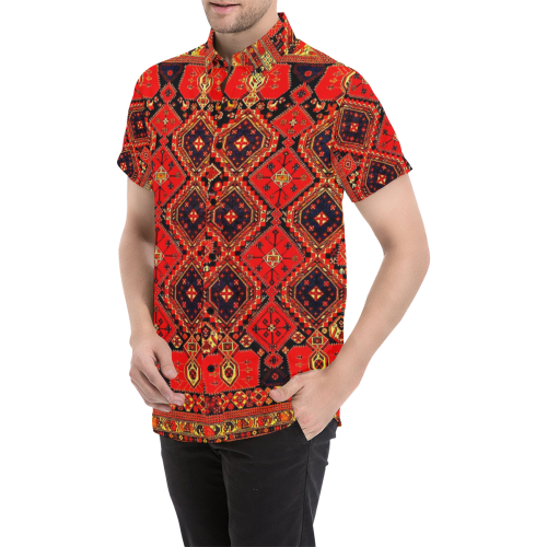 Azerbaijan Pattern 3 Men's All Over Print Short Sleeve Shirt/Large Size (Model T53)