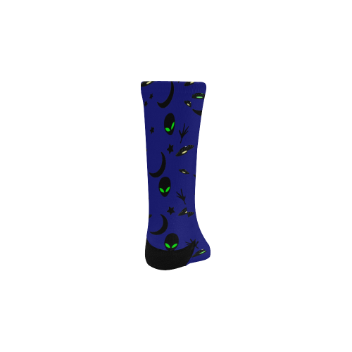 Alien Flying Saucers Stars Pattern on Blue Kids' Custom Socks