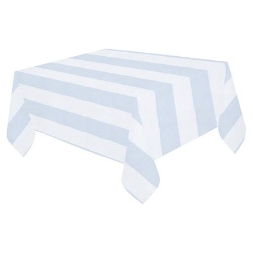 Blue Haze Estate Stripe Stylish Cotton Linen Tablecloth 52"x 70"