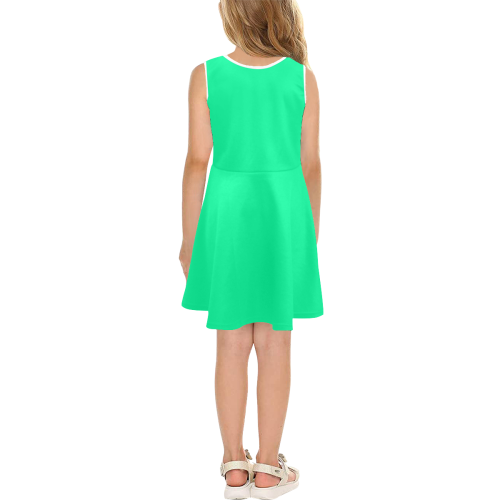 color medium spring green Girls' Sleeveless Sundress (Model D56)