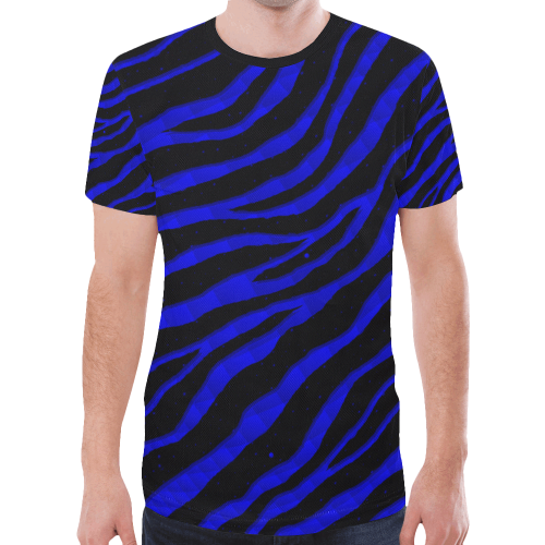 Ripped SpaceTime Stripes - Blue New All Over Print T-shirt for Men/Large Size (Model T45)