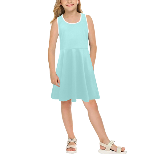 color pale turquoise Girls' Sleeveless Sundress (Model D56)