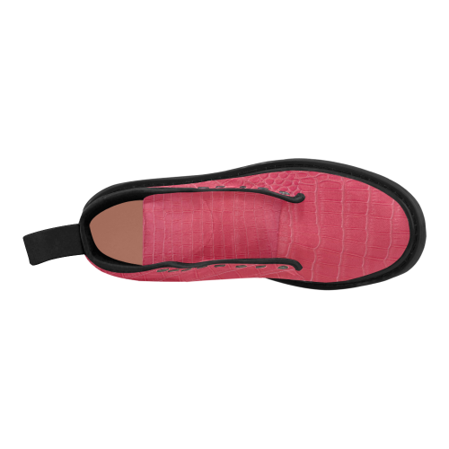 Red Snake Skin Martin Boots for Women (Black) (Model 1203H)