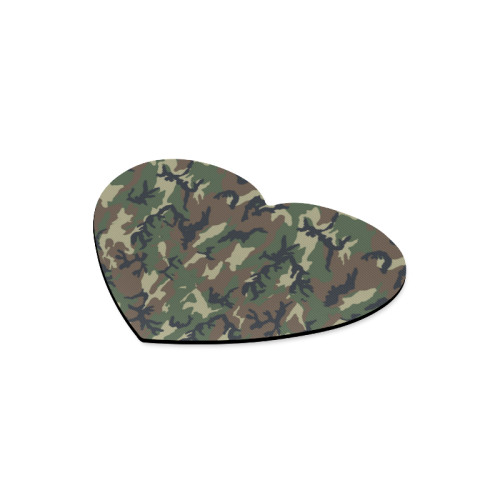 Woodland Forest Green Camouflage Heart-shaped Mousepad