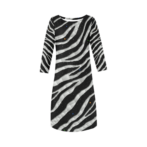 Ripped SpaceTime Stripes - White Round Collar Dress (D22)