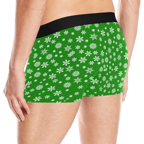 Christmas Snowflakes on Green Men's Boxer Briefs with Merged Design (Model  L10)