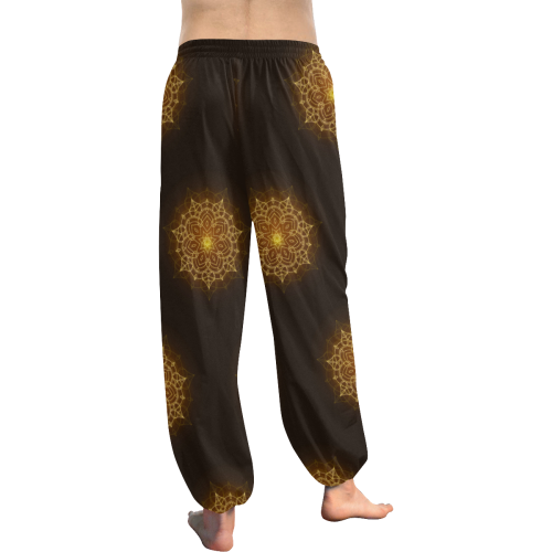 Mandala Gold Glitter Women's All Over Print Harem Pants (Model L18)