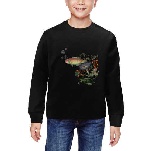 Fish With Flowers Surreal All Over Print Crewneck Sweatshirt for Kids (Model H29)