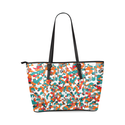 POP ART CAMOUFLAGE 1 Leather Tote Bag/Small (Model 1640)