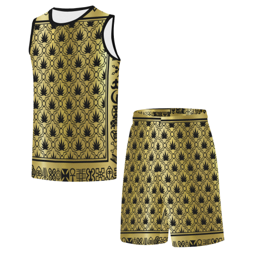 ADRINKRA GOLD BLACK All Over Print Basketball Uniform