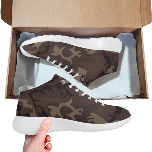 Camo Red Brown Women's Basketball Training Shoes (Model 47502)