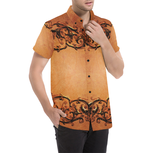 Decorative vintage design and floral elements Men's All Over Print Short Sleeve Shirt (Model T53)