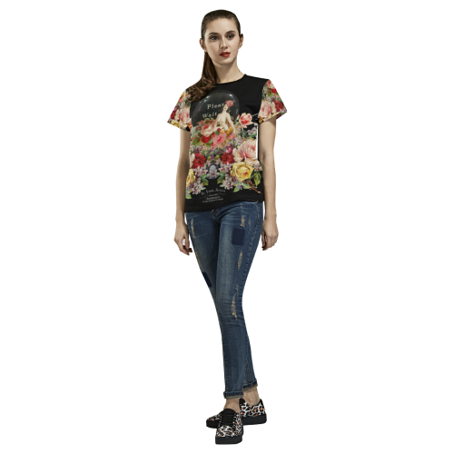 Nuit de Roses Revisited All Over Print T-shirt for Women/Large Size (USA Size) (Model T40)