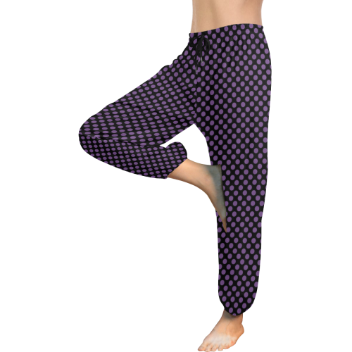 Black and Royal Lilac Polka Dots Women's All Over Print Harem Pants (Model L18)