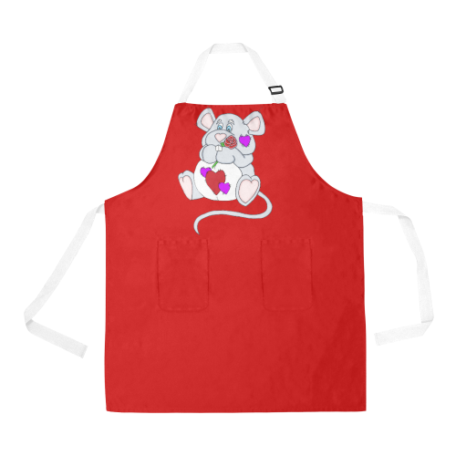 Valentine Mouse Red All Over Print Apron