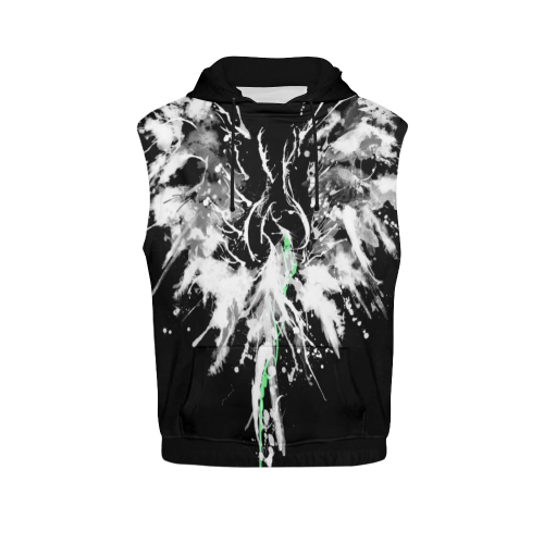 Phoenix - Abstract Painting Bird White 1 All Over Print Sleeveless Hoodie for Men (Model H15)