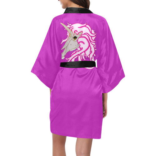Unicorn Skull Fuscia/Black Kimono Robe