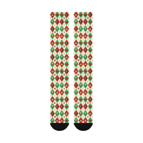 Christmas Argyle Pattern Over-The-Calf Socks