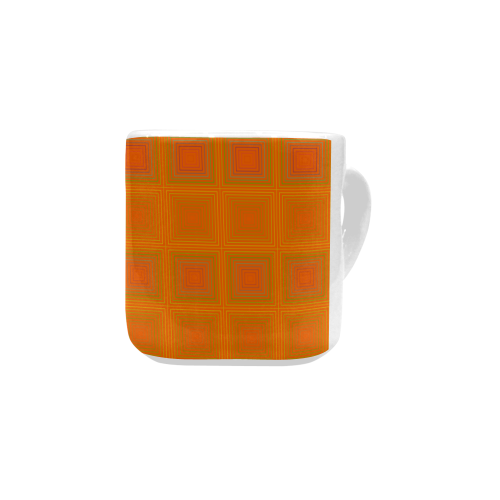 Orange reddish multicolored multiple squares Heart-shaped Mug(10.3OZ)