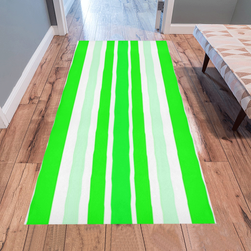 Neon Green Stripes Area Rug 7'x3'3''