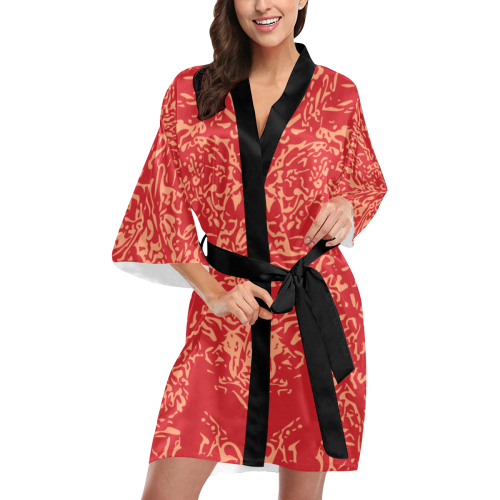 Flame Scarlet & Cantaloupe Kimono Robe