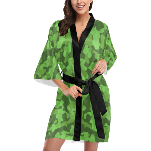 Camouflage Green Kimono Robe