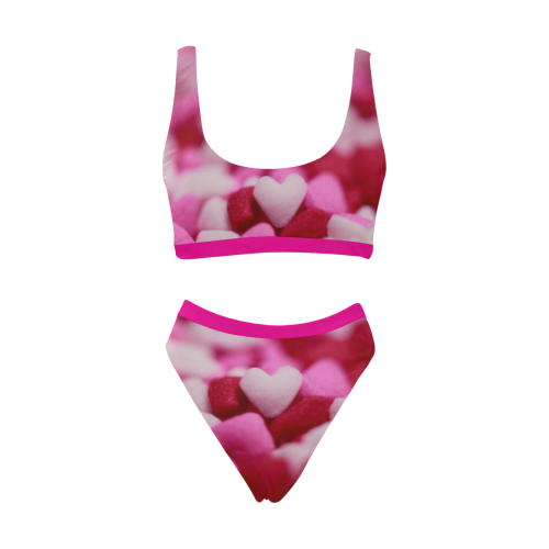Heart Bikini Sport Top & High-Waisted Bikini Swimsuit (Model S07)
