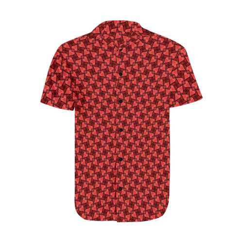 Red Hearts Love Pattern Men's Short Sleeve Shirt with Lapel Collar (Model T54)