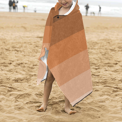 Caramel multicolored stripes Kids' Hooded Bath Towels