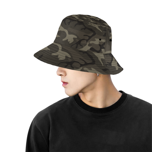 Camo Grey All Over Print Bucket Hat for Men