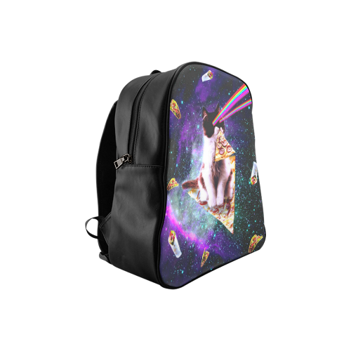 Outer Space Pizza Cat - Rainbow Laser, Taco, Burrito School Backpack (Model 1601)(Small)