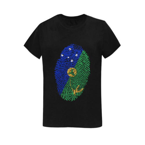 Christmas Island Flag Fingerprint Women's T-Shirt in USA Size (Two Sides Printing)