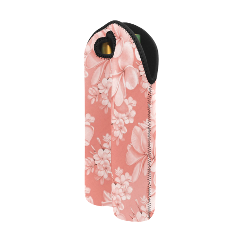 Delicate floral pattern,pink 2-Bottle Neoprene Wine Bag