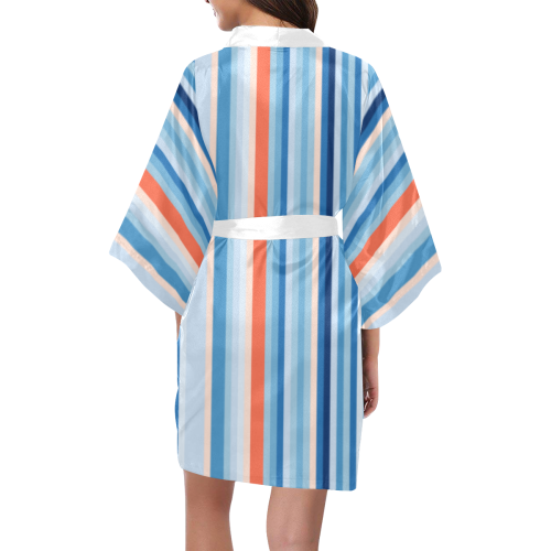Blue and coral stripe 1 Kimono Robe