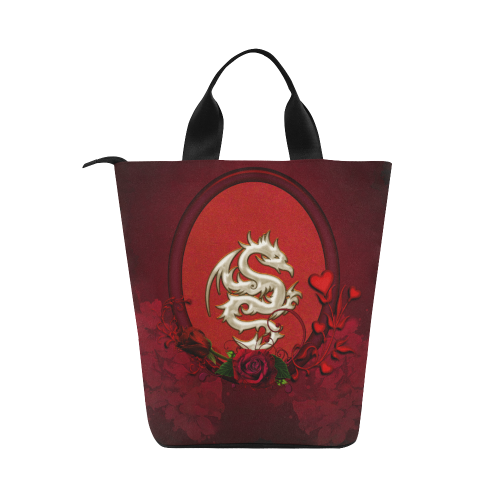 The dragon with roses Nylon Lunch Tote Bag (Model 1670)