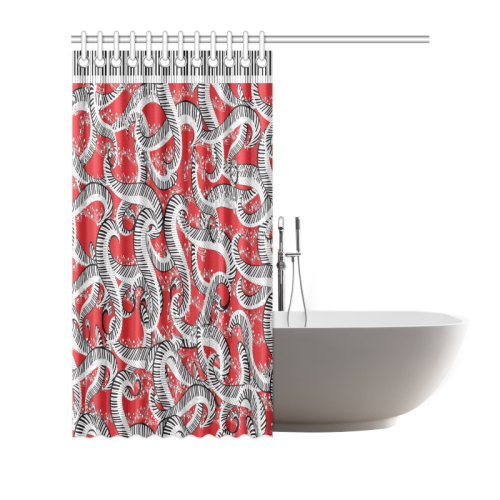 Shower Curtain Curvy Piano Print Red Shower Curtain 72"x72"