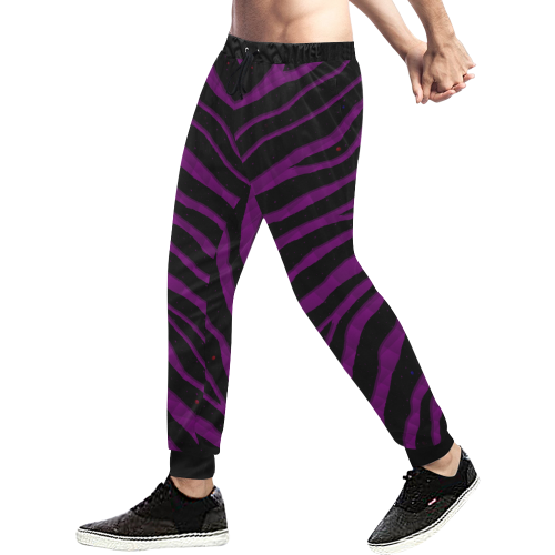 Ripped SpaceTime Stripes - Purple Men's All Over Print Sweatpants/Large Size (Model L11)