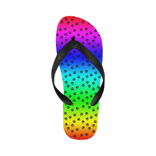 rainbow with black paws Flip Flops for Men/Women (Model 040)