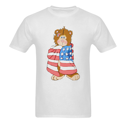 Patriotic Flag Bear White Men's T-shirt in USA Size (Front Printing Only) (Model T02)