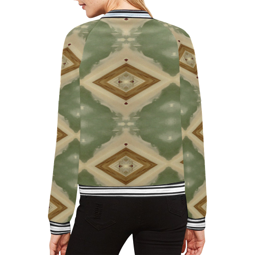 Geometric Camo All Over Print Bomber Jacket for Women (Model H21)