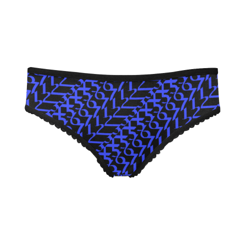 NUMBERS Collection 1234567 "Reverse" Blueberry/Black Women's All Over Print Girl Briefs (Model L14)