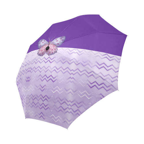 Purple Butterfly Chevron Auto-Foldable Umbrella (Model U04)