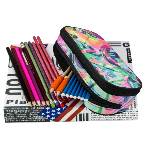trendy floral mix 818B by JamColors Pencil Pouch/Large (Model 1680)